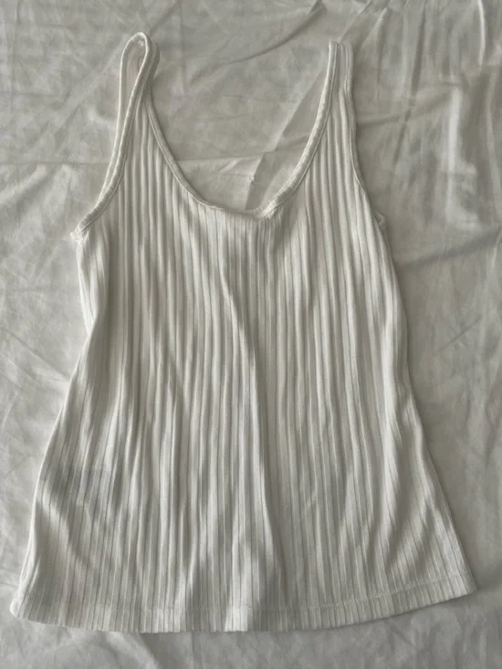White Ribbed Button-Front Tank Top - Picture 5 of 5